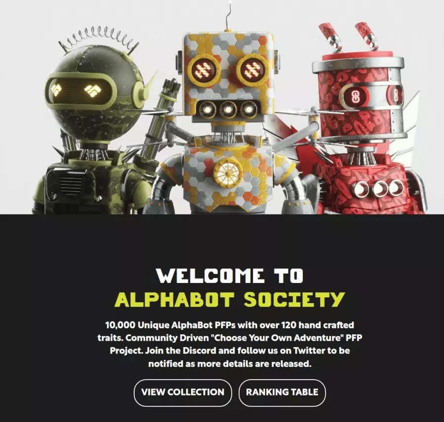 4. AlphaBot Society – پروژه NFT سبک ماجراجویی خود را انتخاب کنید.